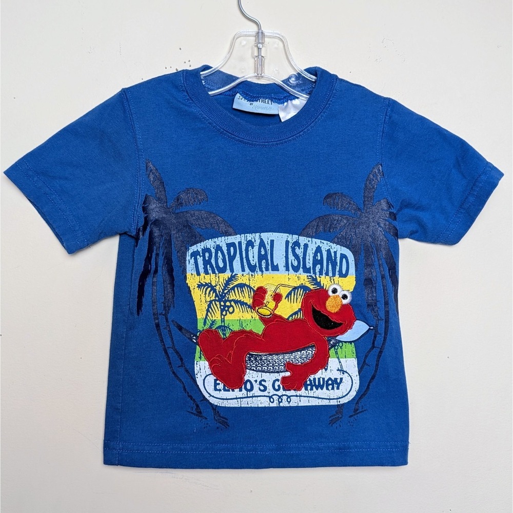 Vintage Sesame Street Elmo's Getaway Tropical Island Y2K Shirt Infant 24 Months